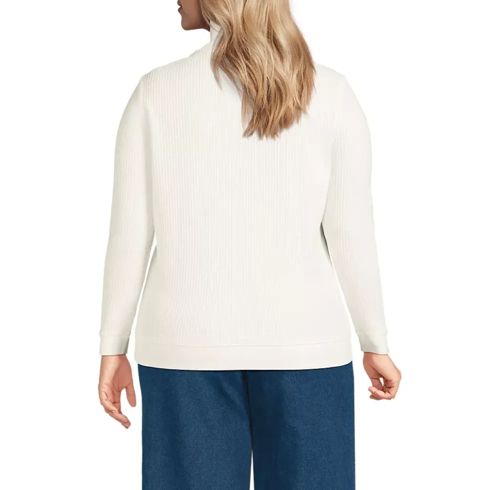Women's Long Sleeve Waffle Quarter Zip Pullover