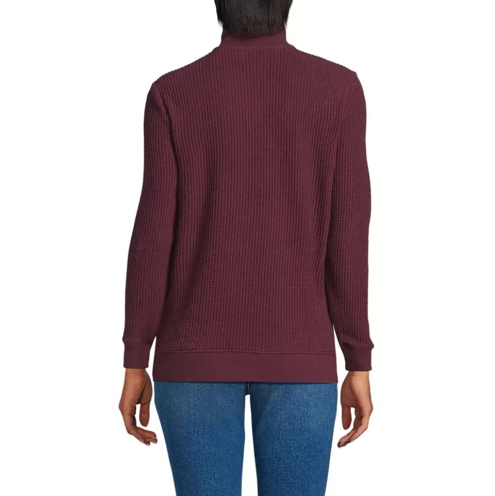 Women's Long Sleeve Waffle Quarter Zip Pullover