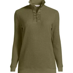 Women's Long Sleeve Waffle Quarter Zip Pullover
