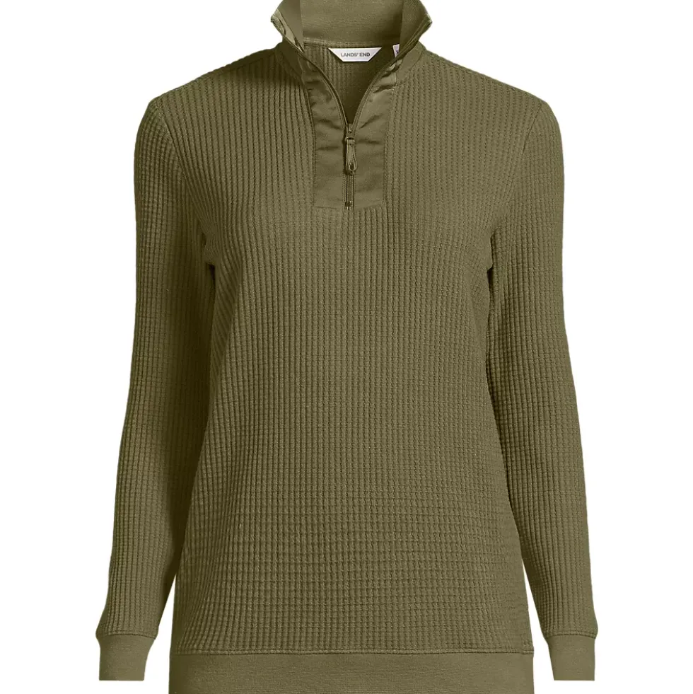 Women's Long Sleeve Waffle Quarter Zip Pullover