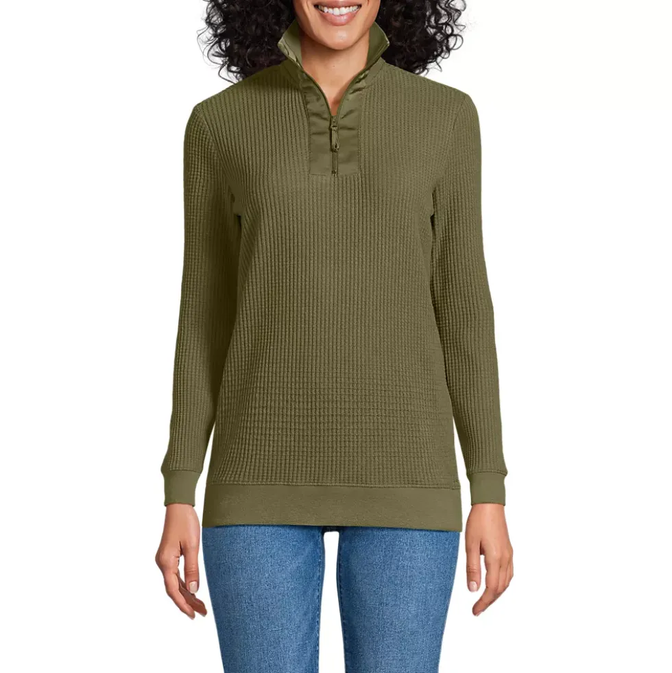 Women's Long Sleeve Waffle Quarter Zip Pullover