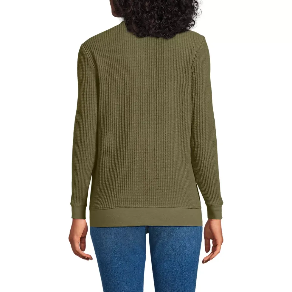 Women's Long Sleeve Waffle Quarter Zip Pullover