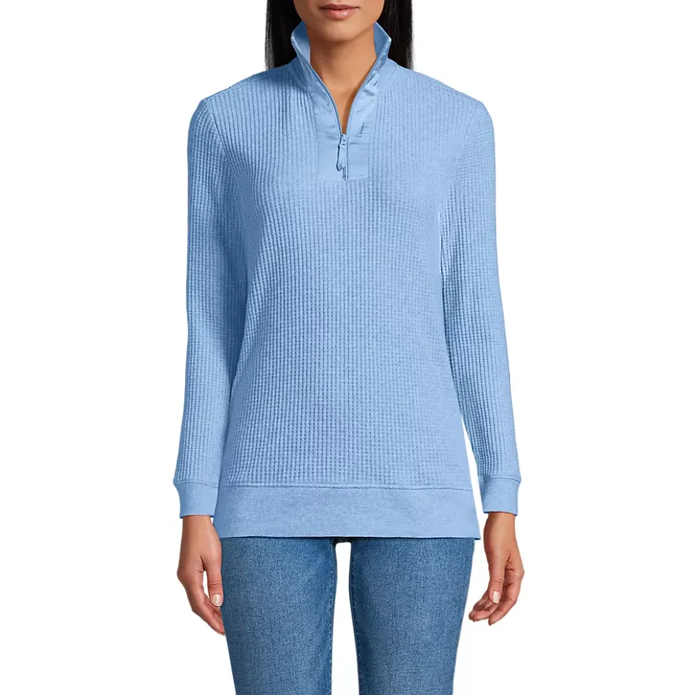 Women's Long Sleeve Waffle Quarter Zip Pullover