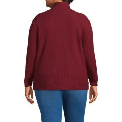 Women's Long Sleeve Waffle Quarter Zip Pullover
