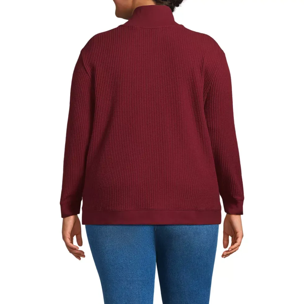 Women's Long Sleeve Waffle Quarter Zip Pullover
