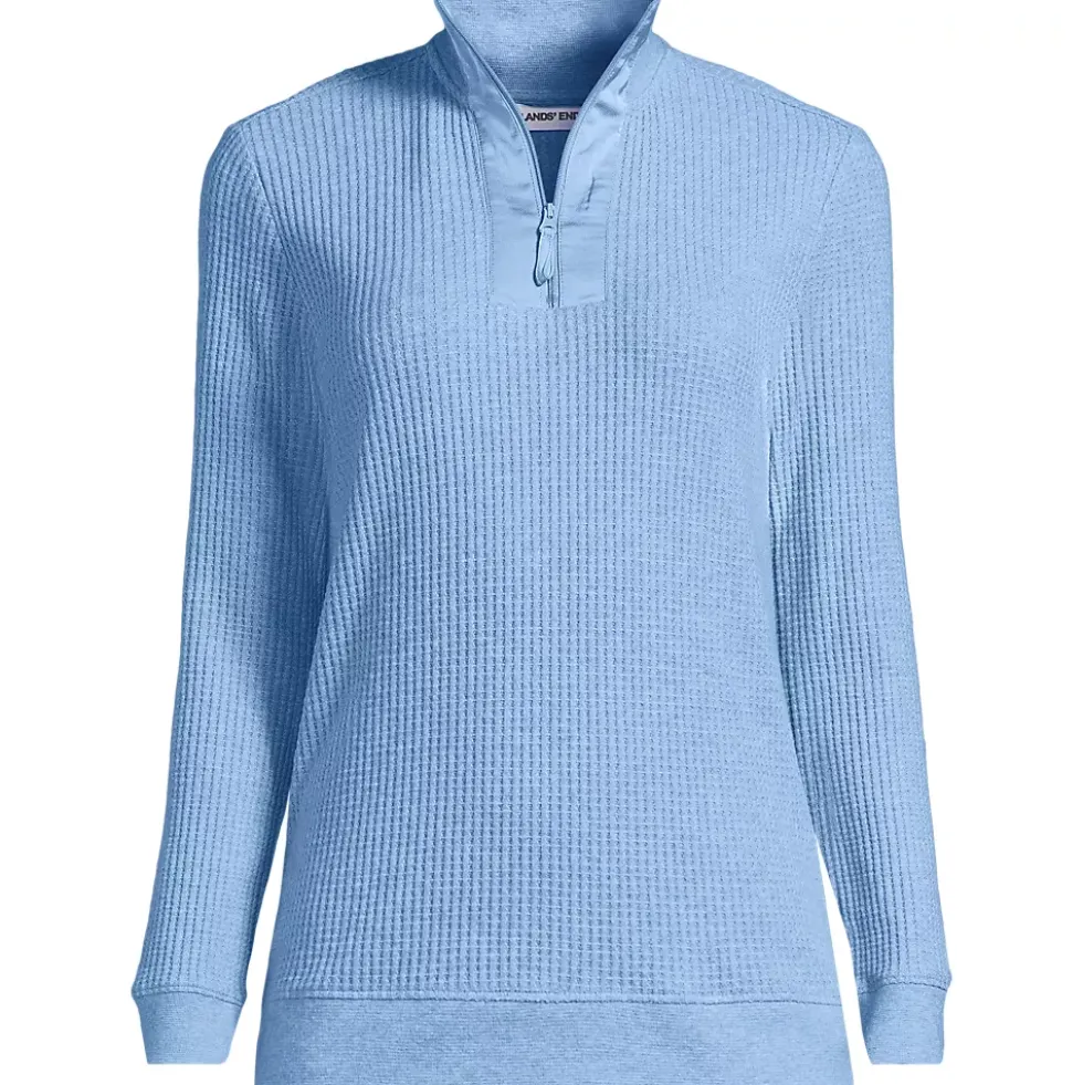 Women's Long Sleeve Waffle Quarter Zip Pullover