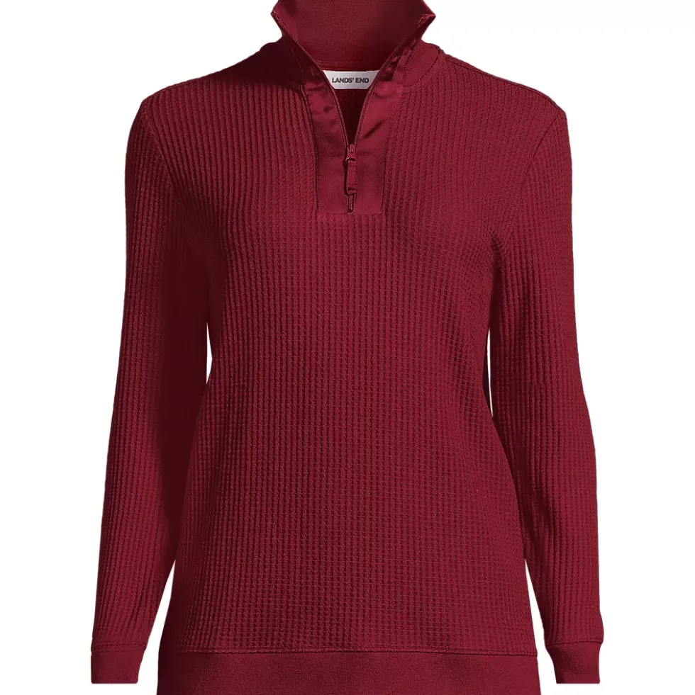 Women's Long Sleeve Waffle Quarter Zip Pullover