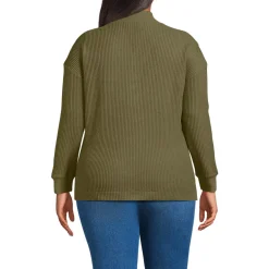 Women's Long Sleeve Waffle Shawl Collar Henley