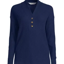 Women's Long Sleeve Waffle Shawl Collar Henley