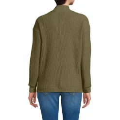 Women's Long Sleeve Waffle Shawl Collar Henley