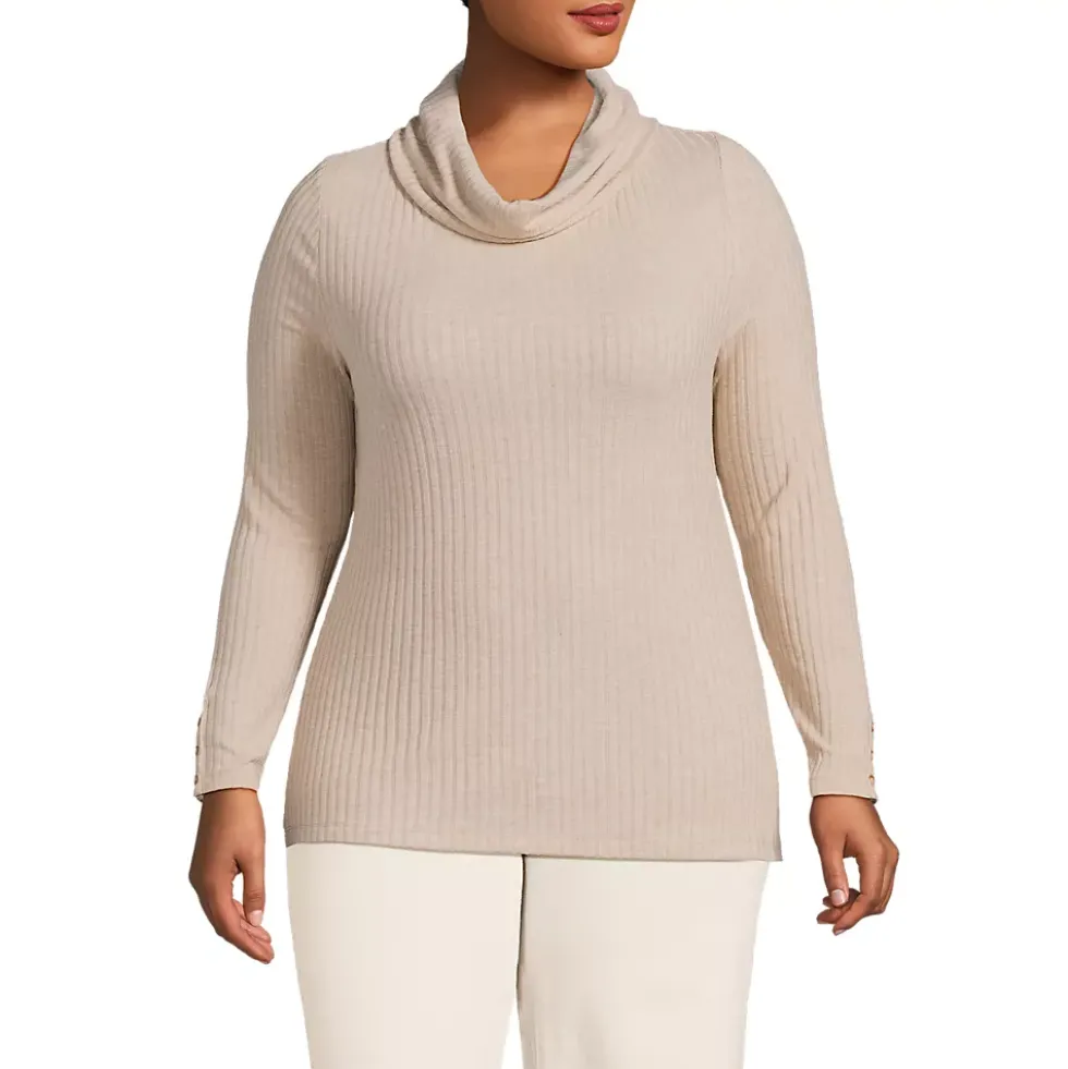 Women's Long Sleeve Wide Rib Turtleneck
