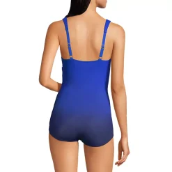 Women's Long SlenderSuit Tummy Control Chlorine Resistant Skirted One Piece Swimsuit