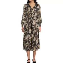 Women's Lurex Shadow Stripe Midi Dress