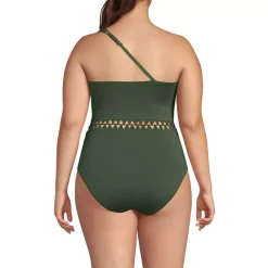 Women's Macrame One Shoulder High Leg One Piece Swimsuit
