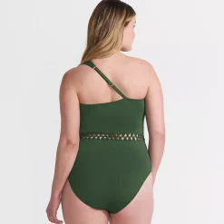 Women's Macrame One Shoulder High Leg One Piece Swimsuit