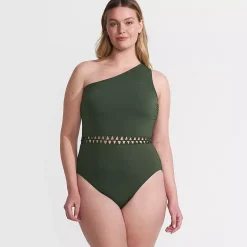 Women's Macrame One Shoulder High Leg One Piece Swimsuit
