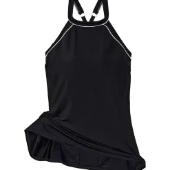Women's Mastectomy Chlorine Resistant High Neck Swim Dress One Piece Swimsuit