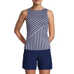 Women's Mastectomy High Neck UPF 50 Sun Protection Modest Tankini Swimsuit Top
