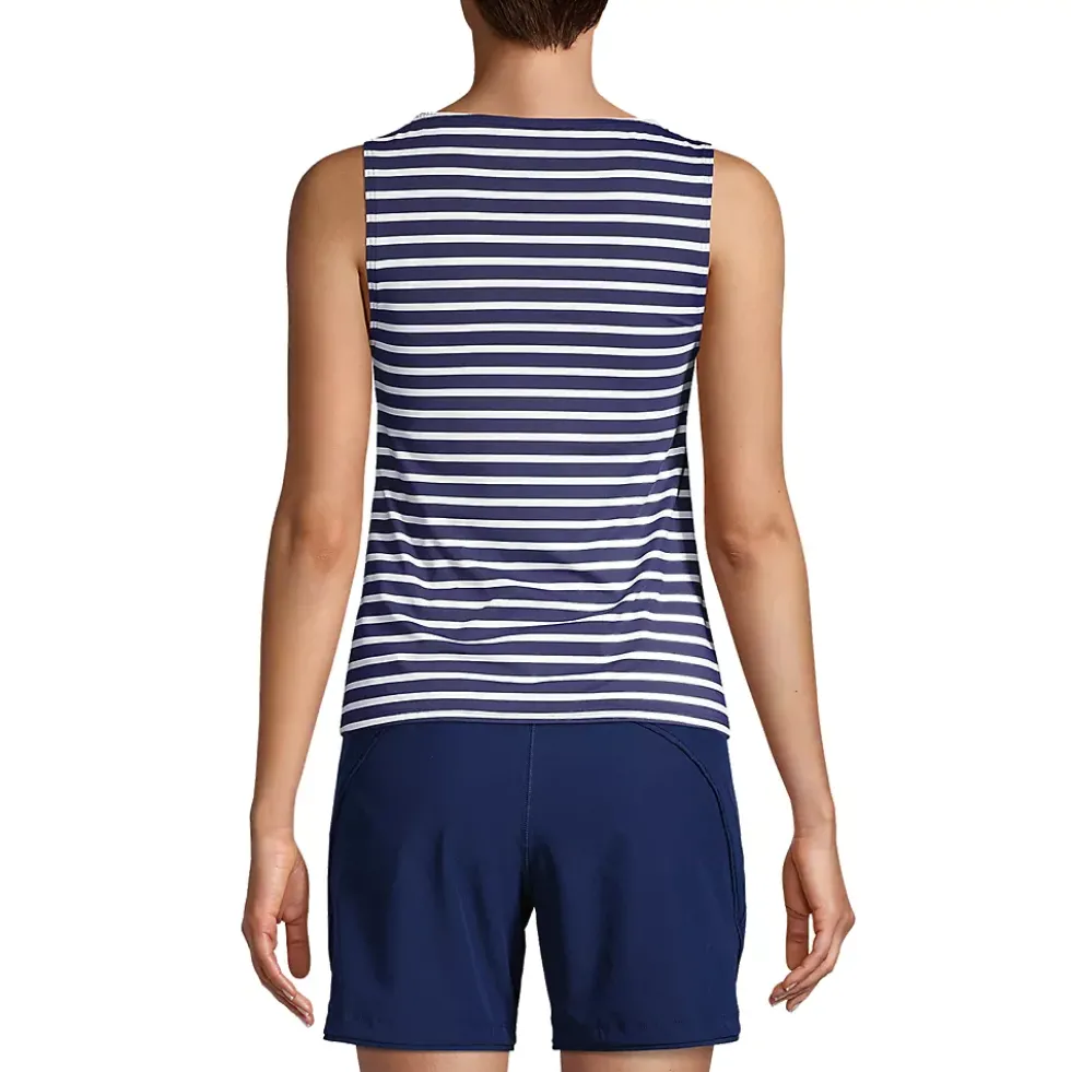 Women's Mastectomy High Neck UPF 50 Sun Protection Modest Tankini Swimsuit Top
