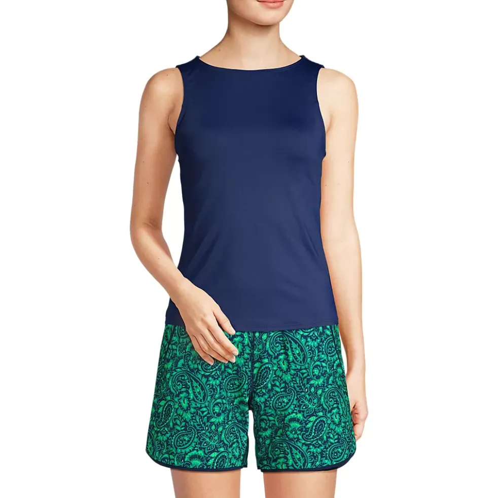 Women's Mastectomy High Neck UPF 50 Sun Protection Modest Tankini Swimsuit Top