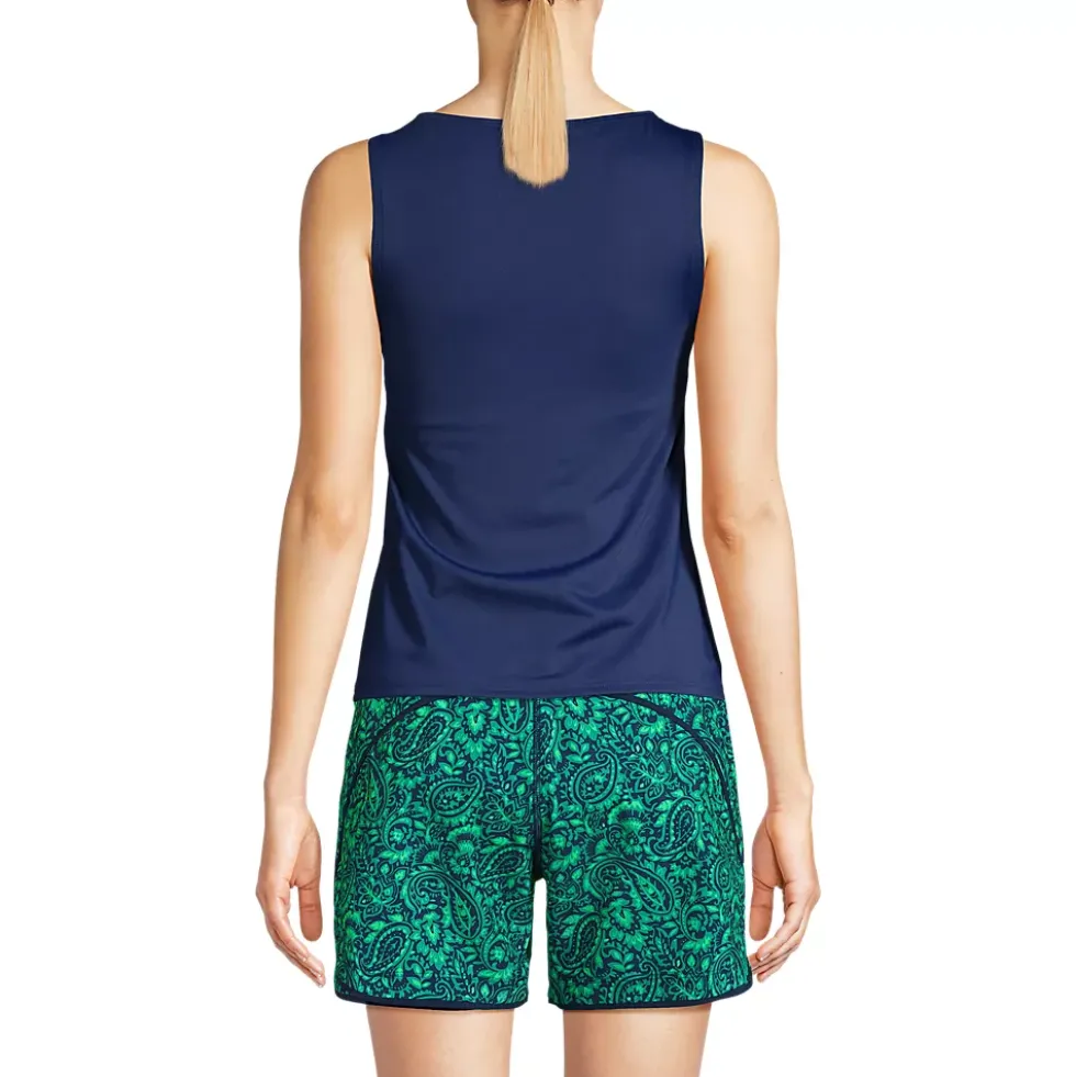 Women's Mastectomy High Neck UPF 50 Sun Protection Modest Tankini Swimsuit Top