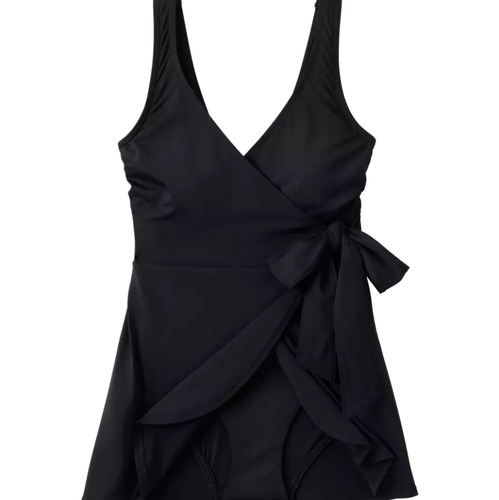 Women's Mastectomy Long Side Tie Mini Swim Dress Swimsuit