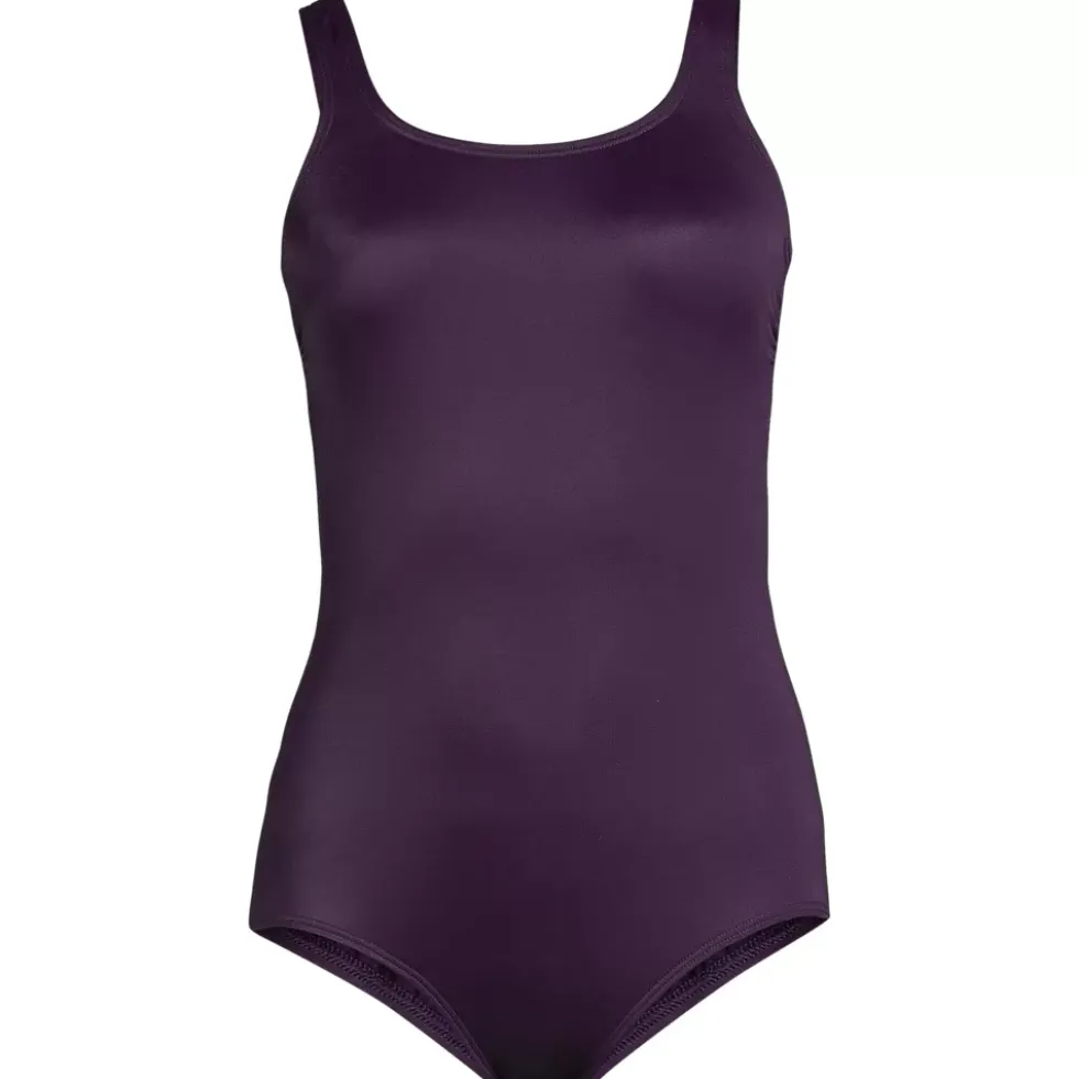 Women's Mastectomy Scoop Neck Tugless Sporty One Piece Swimsuit