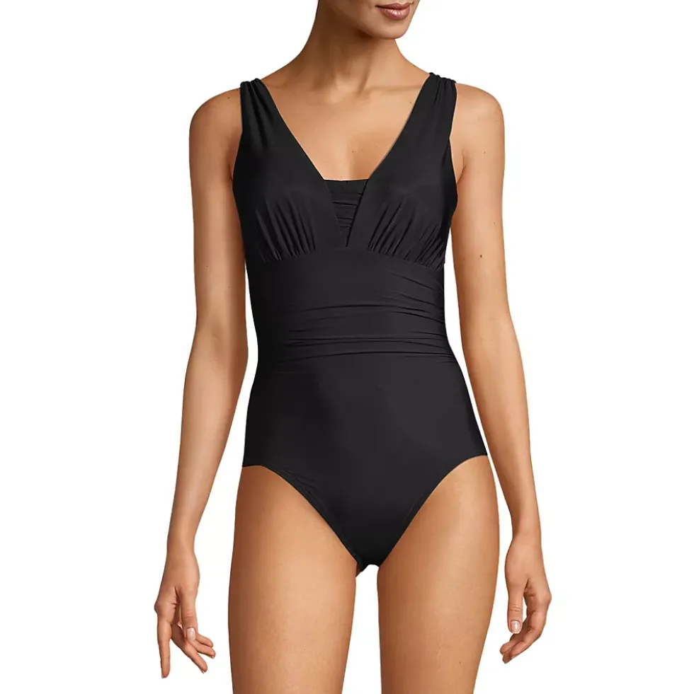 Women's Mastectomy SlenderSuit Grecian Tummy Control One Piece Swimsuit