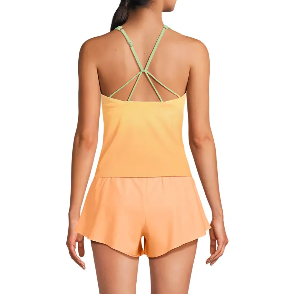 Women's Mastectomy Tugless High Neck Strappy Back Tankini Swimsuit Top