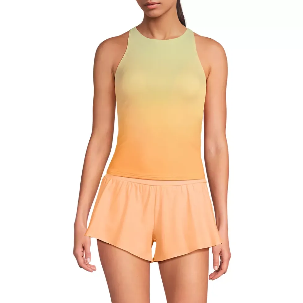 Women's Mastectomy Tugless High Neck Strappy Back Tankini Swimsuit Top