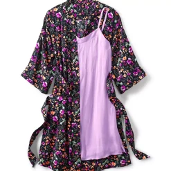 Women's Matte Satin 2 Piece Pajama Set - Nightgown and Robe