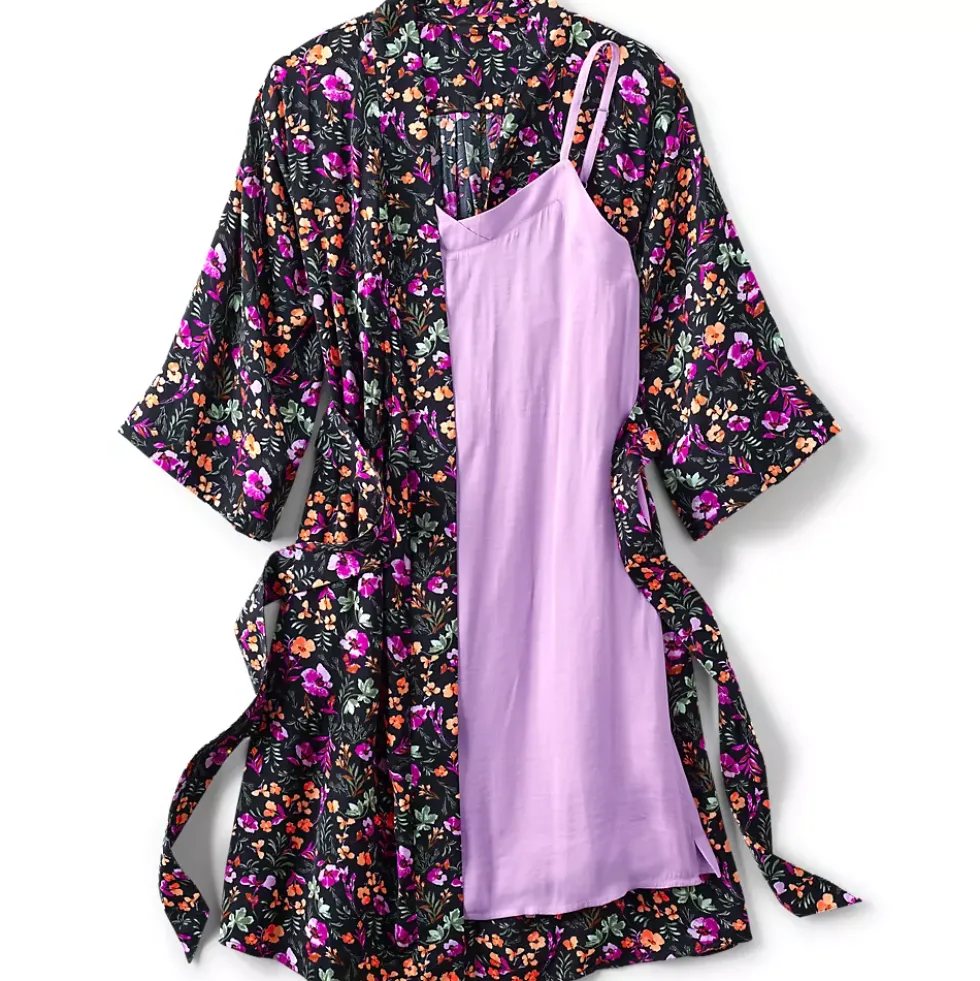 Women's Matte Satin 2 Piece Pajama Set - Nightgown and Robe