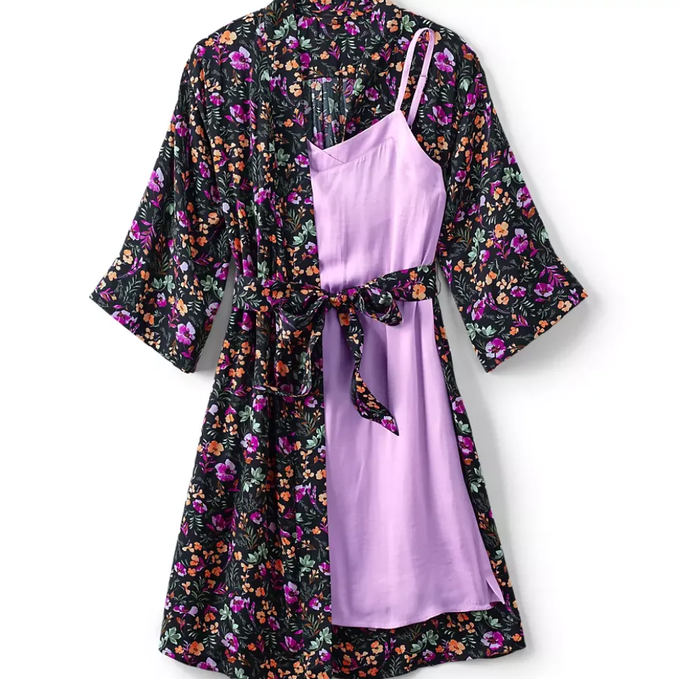 Women's Matte Satin 2 Piece Pajama Set - Nightgown and Robe