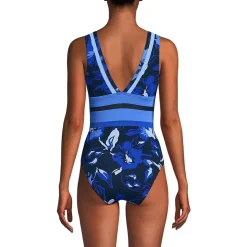 Women's Mesh Plunge High Leg One Piece Swimsuit