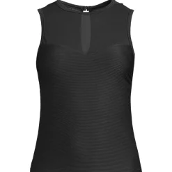 Women's Mesh Ribbed High Neck Tankini Top
