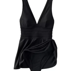 Women's Mesh V-neck Mini Swim Dress Swimsuit