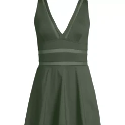 Women's Mesh V-neck Mini Swim Dress Swimsuit