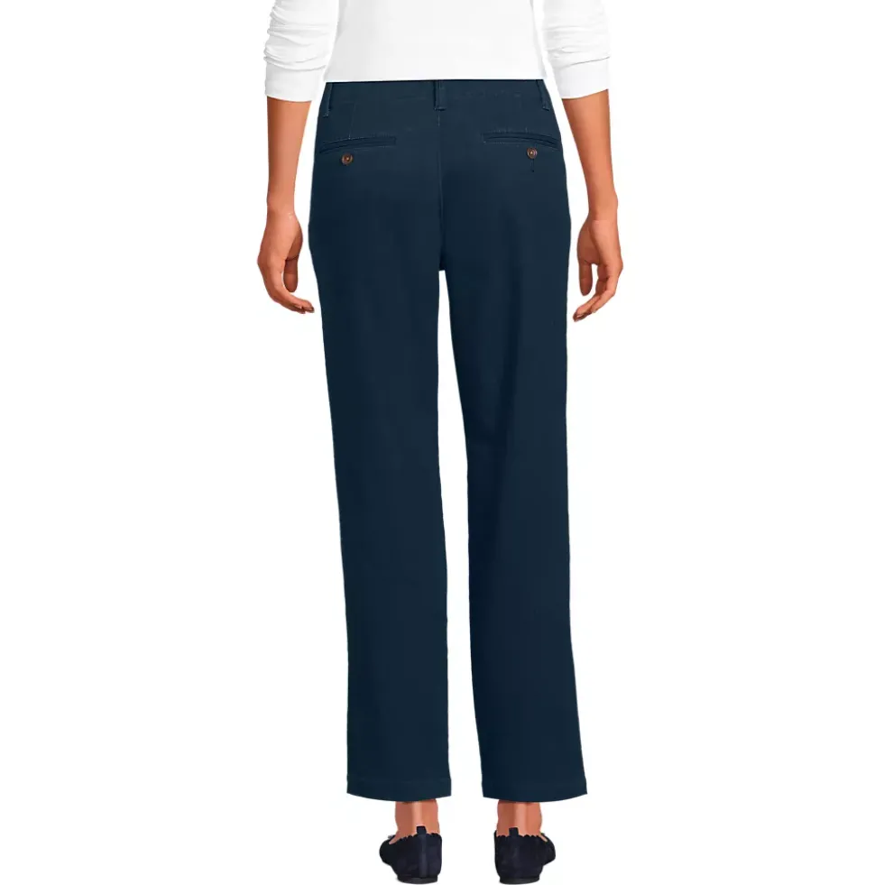 Women's Mid Rise Classic Straight Leg Chino Ankle Pants