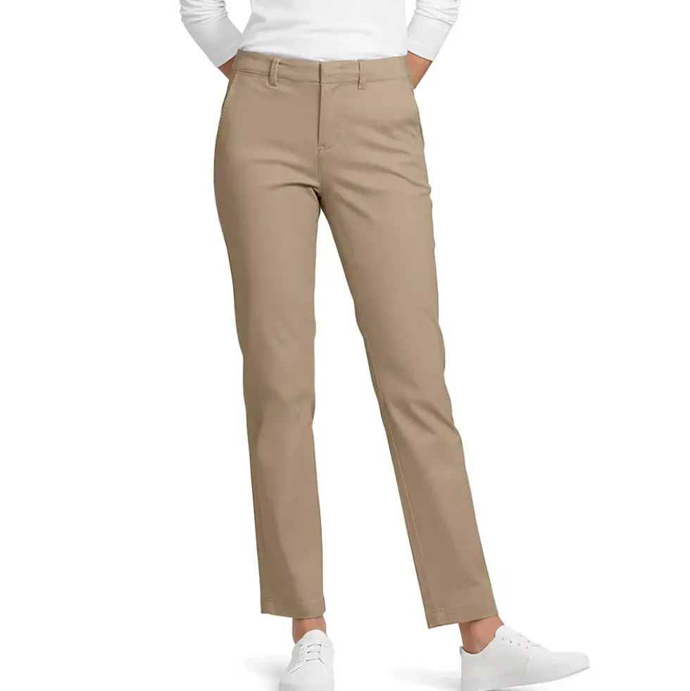 Women's Mid Rise Classic Straight Leg Chino Ankle Pants