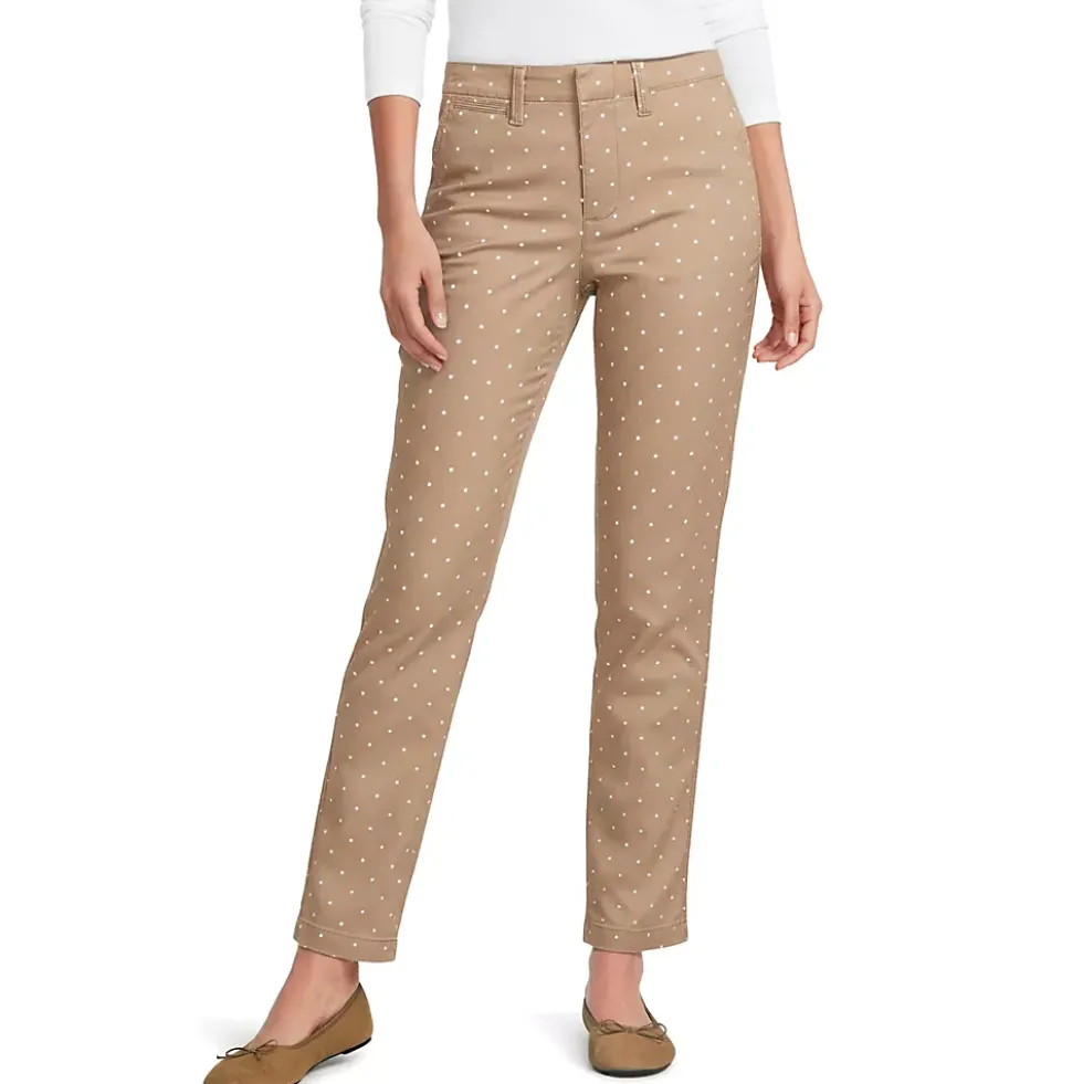 Women's Mid Rise Classic Straight Leg Chino Ankle Pants