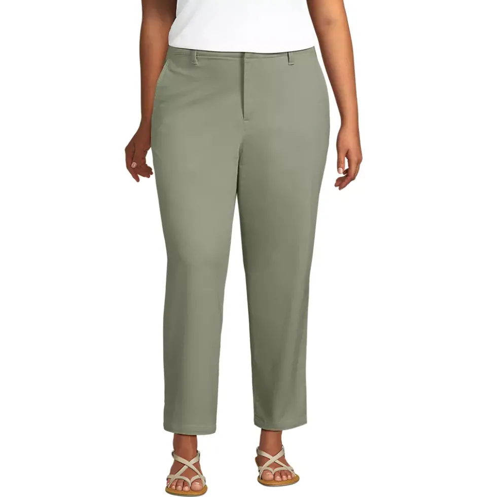 Women's Mid Rise Classic Straight Leg Chino Ankle Pants
