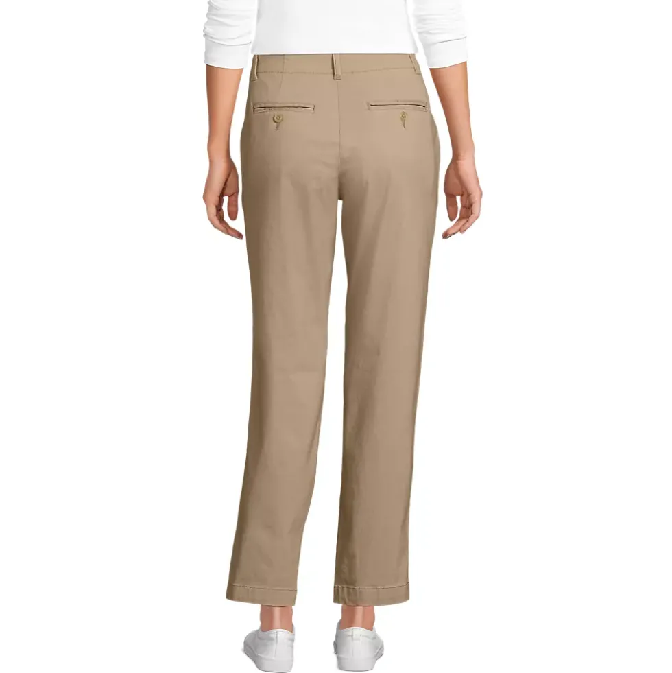 Women's Mid Rise Classic Straight Leg Chino Ankle Pants