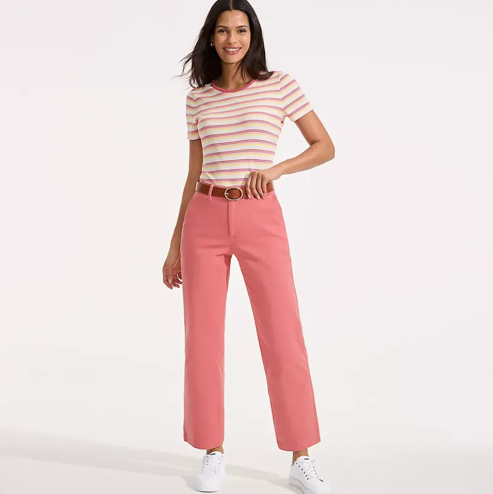 Women's Mid Rise Classic Straight Leg Chino Ankle Pants