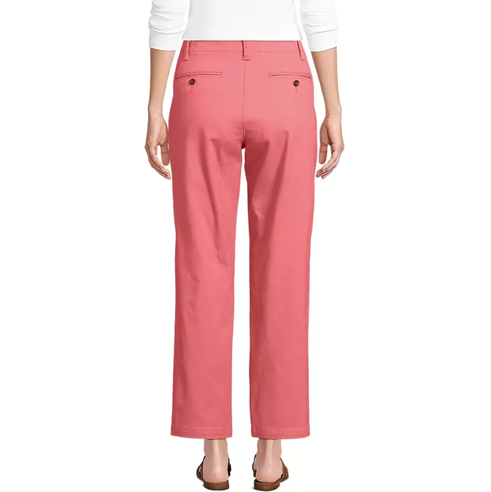 Women's Mid Rise Classic Straight Leg Chino Ankle Pants