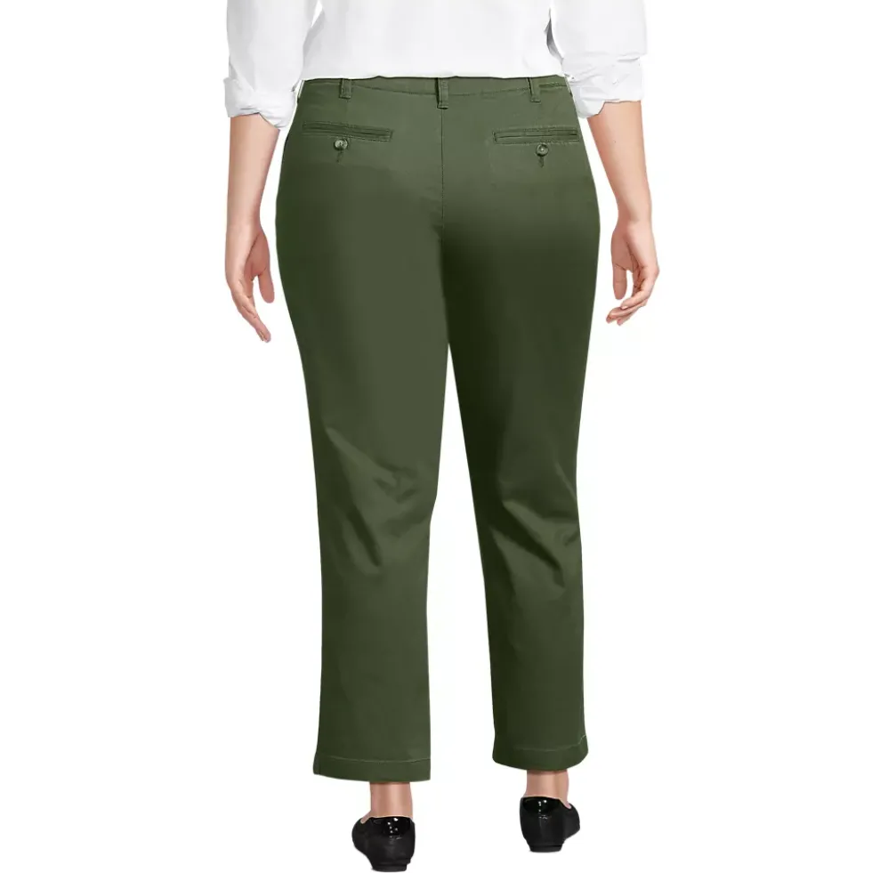 Women's Mid Rise Classic Straight Leg Chino Ankle Pants