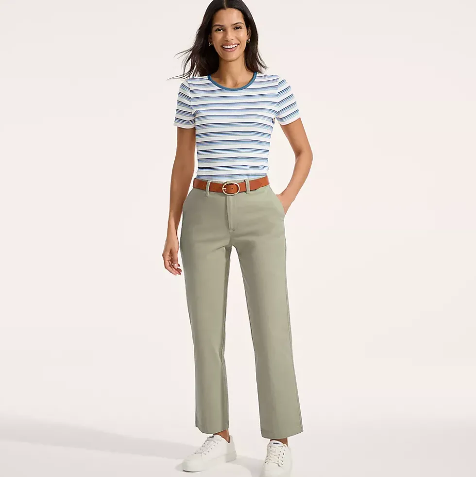Women's Mid Rise Classic Straight Leg Chino Ankle Pants