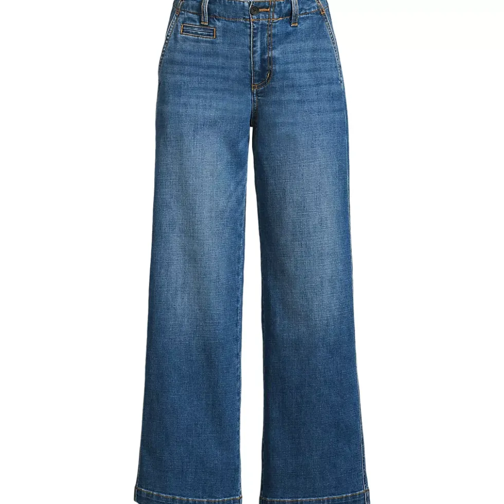 Women's Mid Rise Denim Wide Leg Ankle Jeans