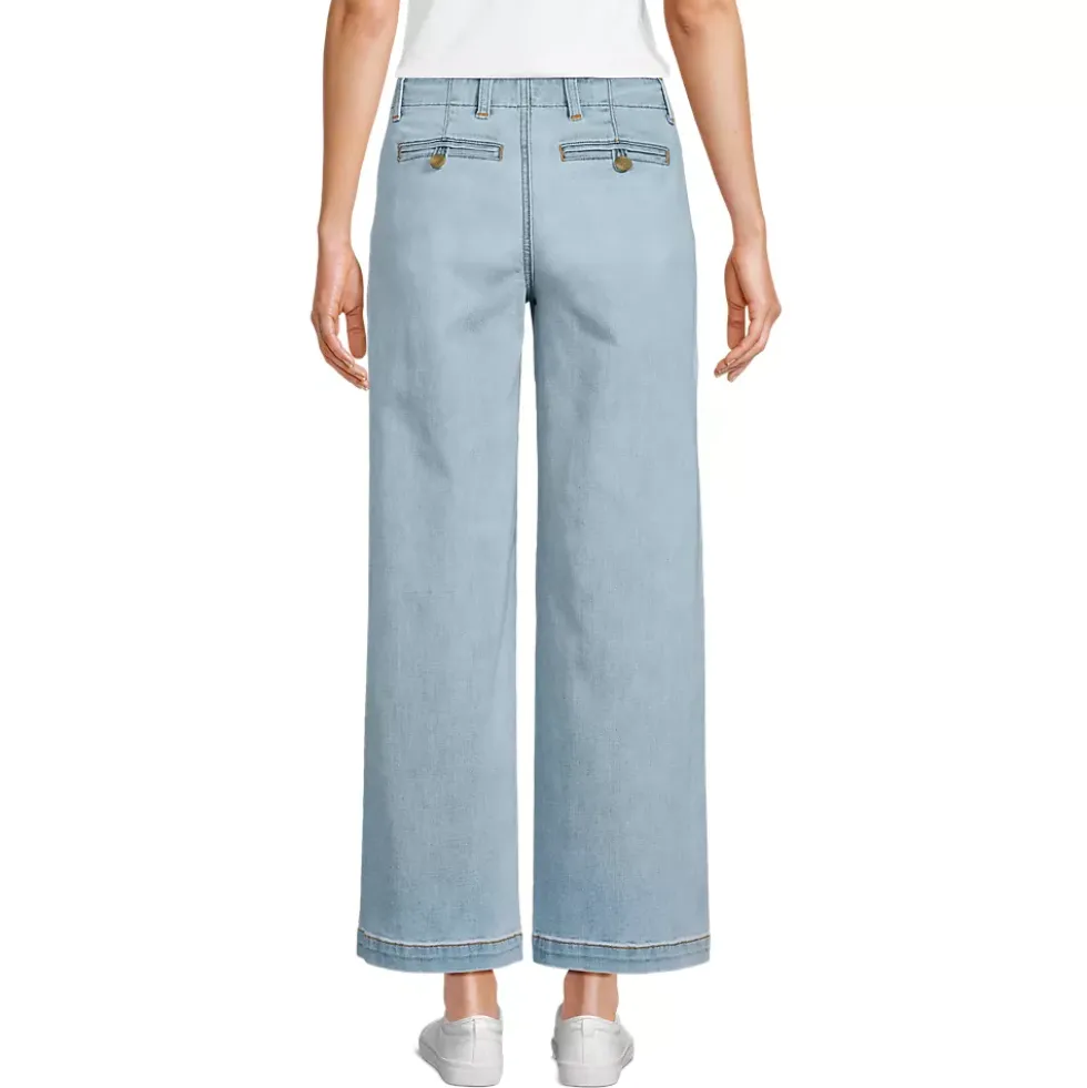 Women's Mid Rise Denim Wide Leg Ankle Jeans