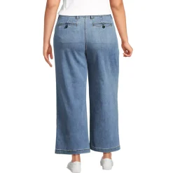 Women's Mid Rise Denim Wide Leg Ankle Jeans