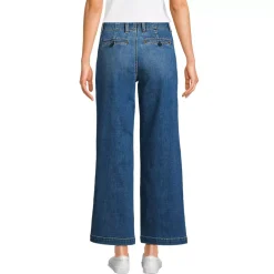 Women's Mid Rise Denim Wide Leg Ankle Jeans